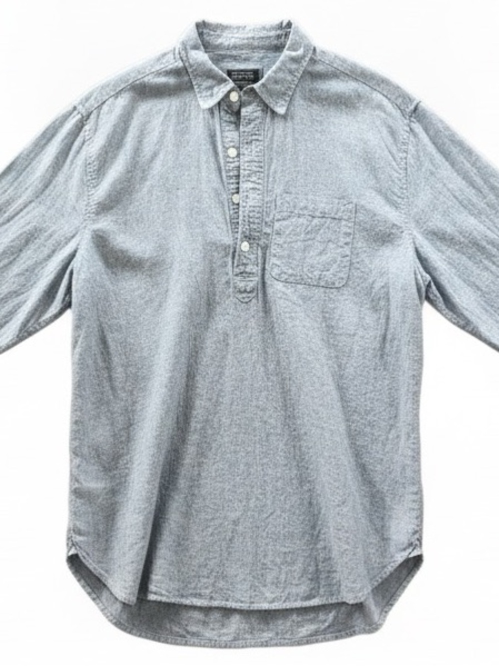 Abercrombie & Fitch Light Gray Long-Sleeve Button Pullover Shirt